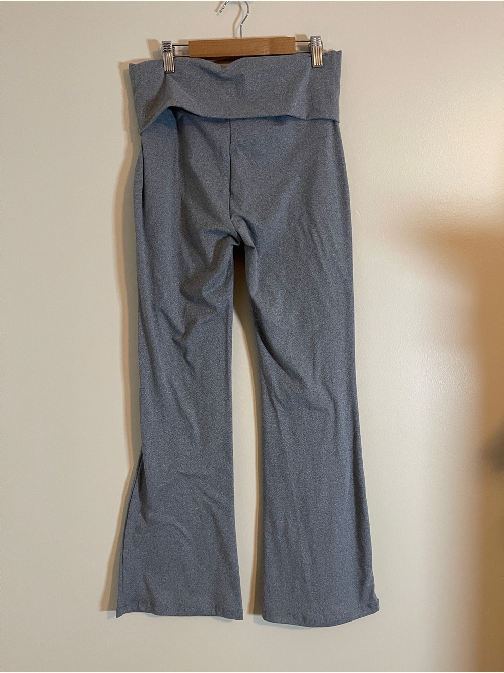 Fold-Over High Waist Pants Womens M Gray Flare Athleisure Minimalist Yoga Pants - Picture 5 of 9